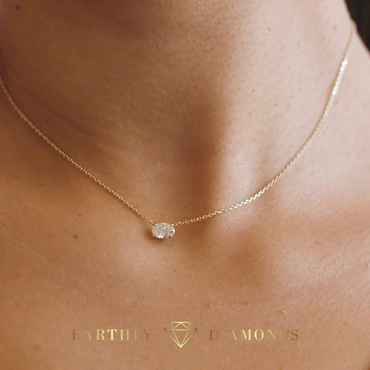 Oval Horizontal Diamond Necklace