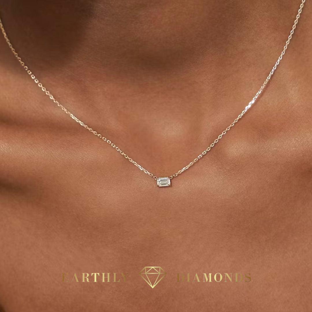 Emerald Horizontal Diamond Necklace