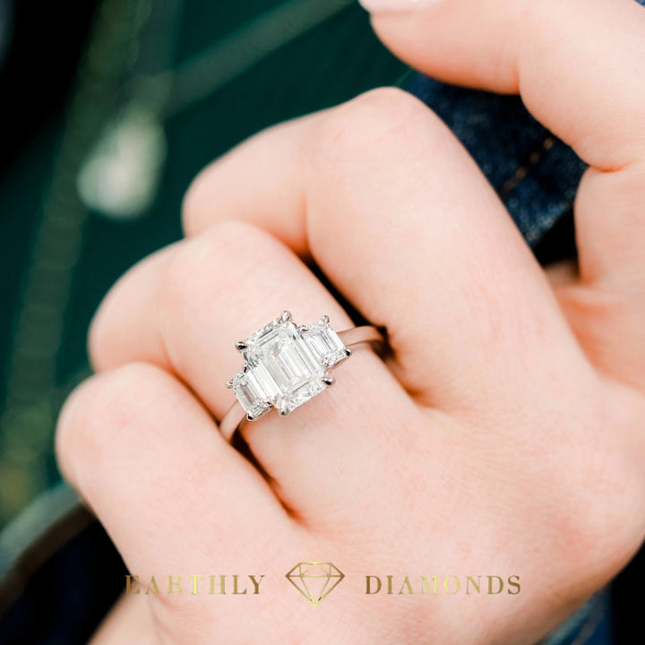 2Ct Emerald Three Stones Ring