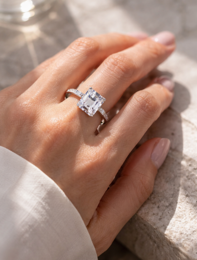 Bague solitaire émeraude 1 carat