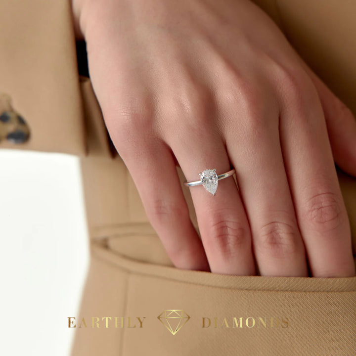 1Ct Solitaire Pear Ring