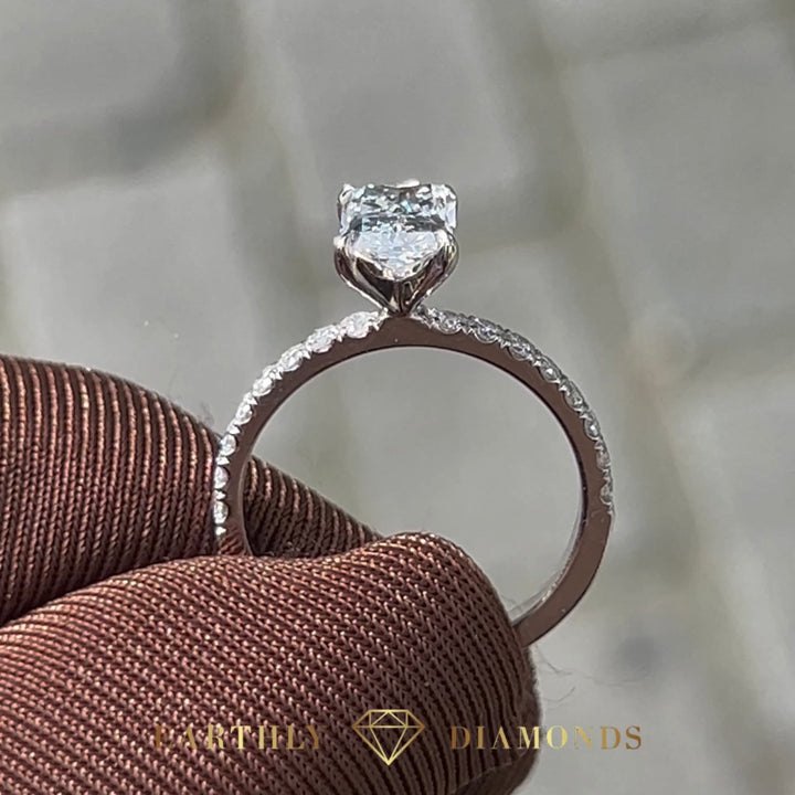 1ct Radiant with side diamonds ring