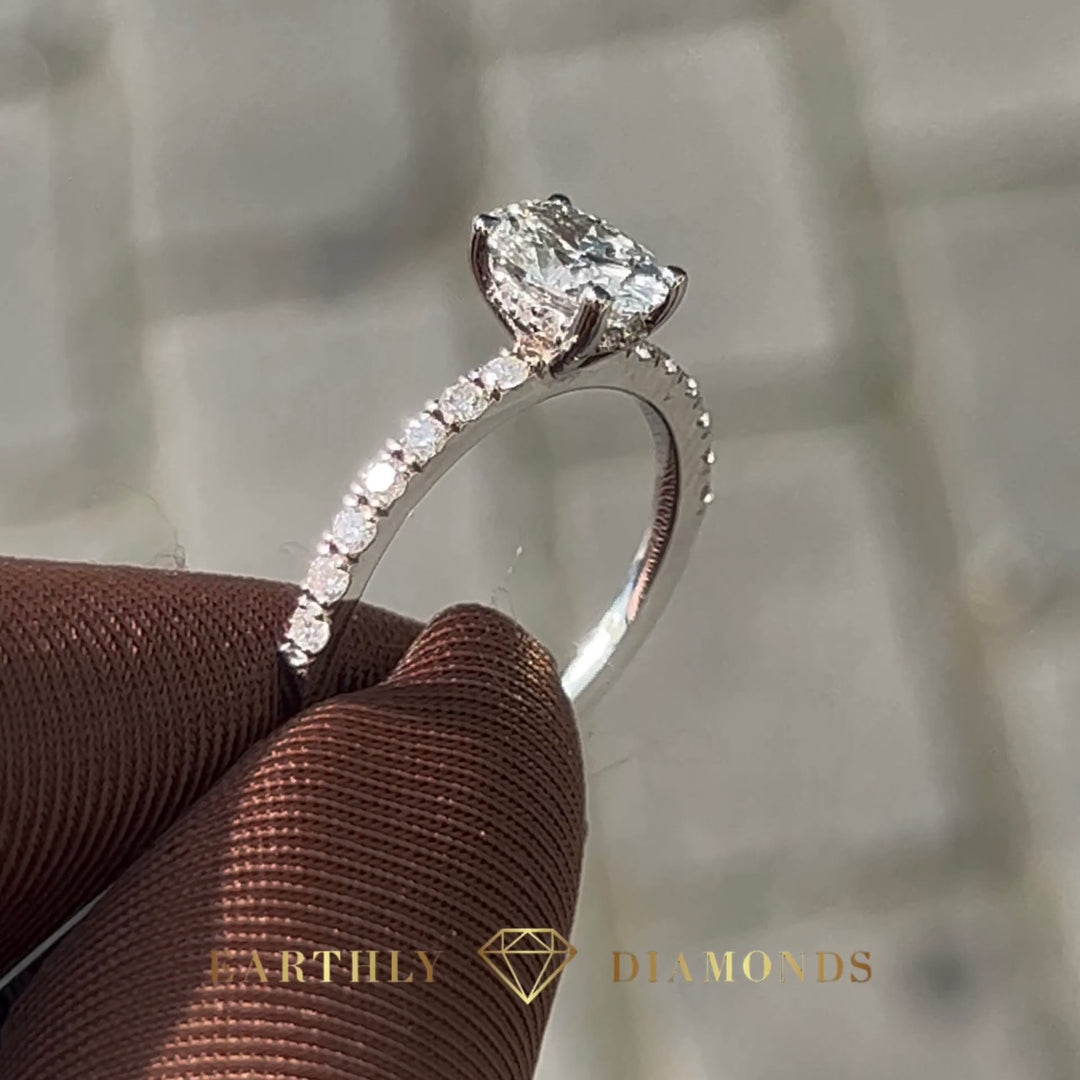 1Ct Oval With Side And Hidden Halo Diamonds Ring