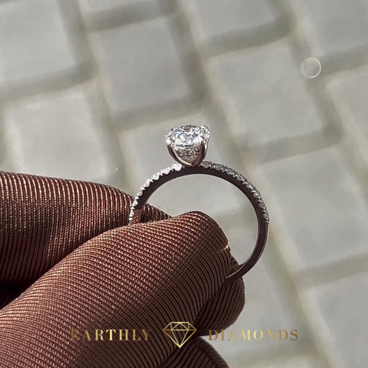 1ct round with side and hidden halo diamonds ring