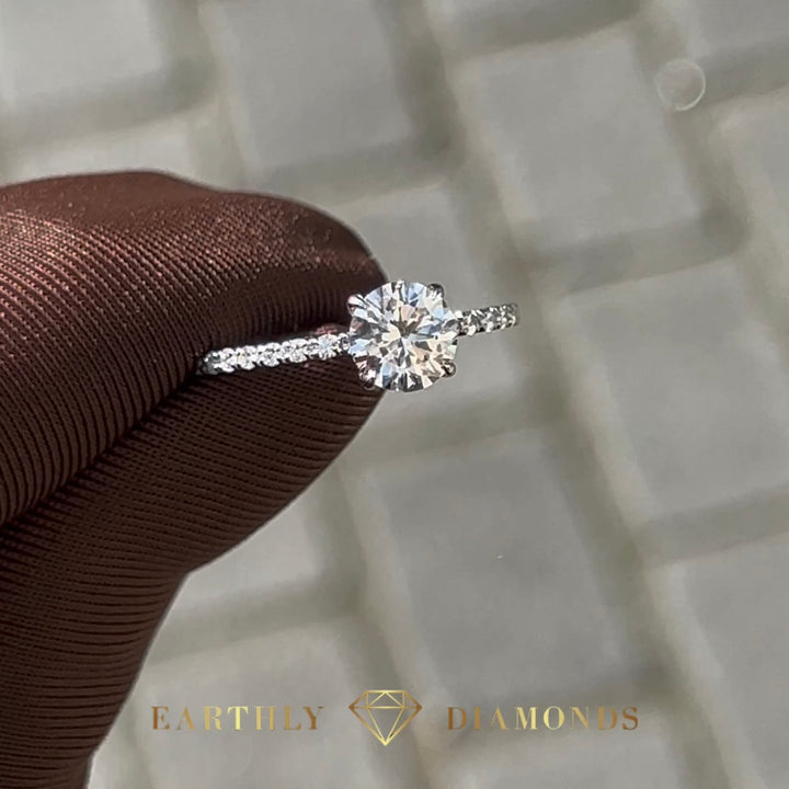 1ct round with side and hidden halo diamonds ring