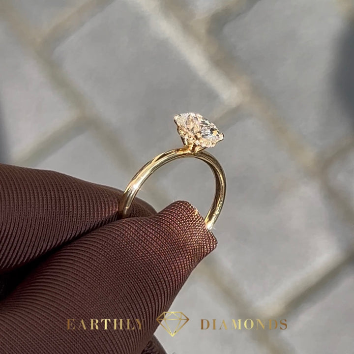1Ct Solitaire With Halo Oval Ring