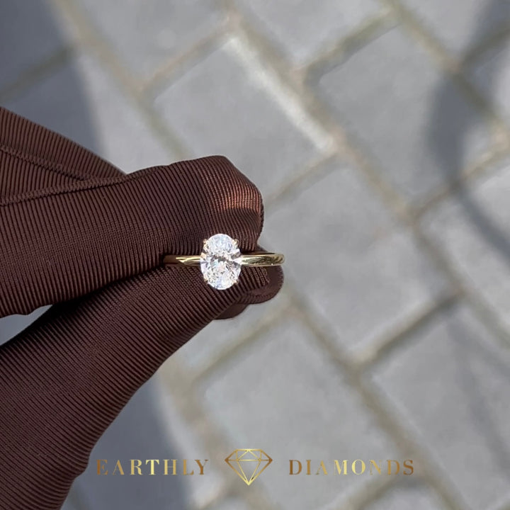 1Ct Solitaire With Halo Oval Ring