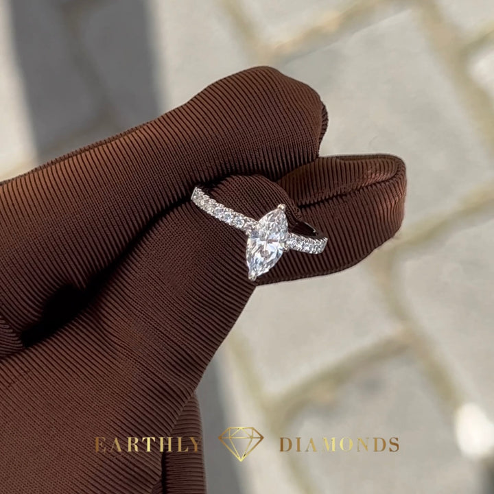 1Ct Marquise With Side Diamond Ring
