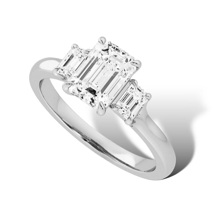 1Ct Emerald Three Stones Ring