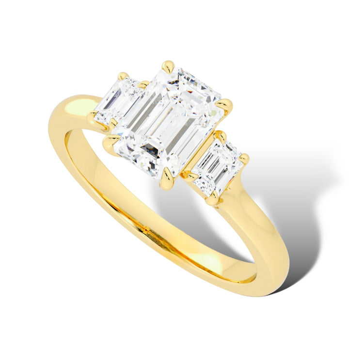 1Ct Emerald Three Stones Ring