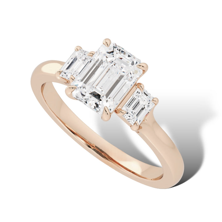 1Ct Emerald Three Stones Ring