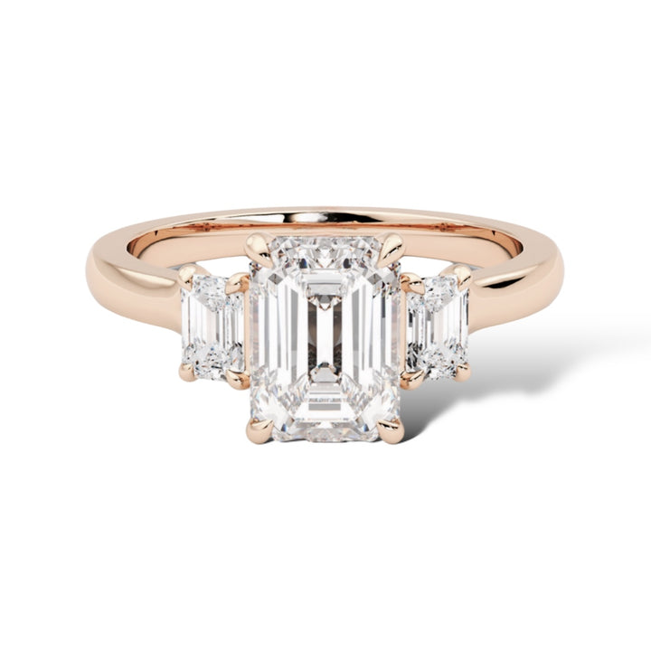 1Ct Emerald Three Stones Ring