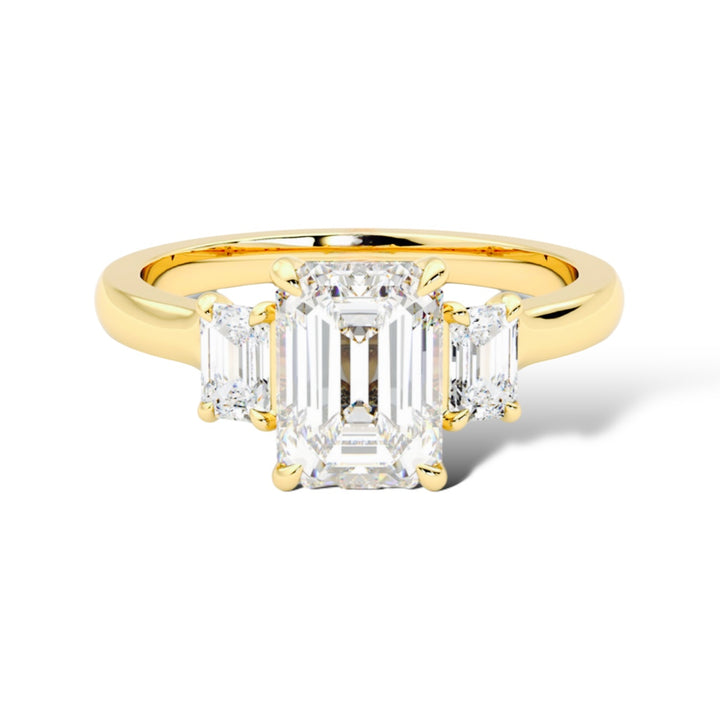 1Ct Emerald Three Stones Ring