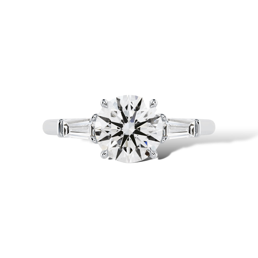 1Ct Round With Baguettes Ring