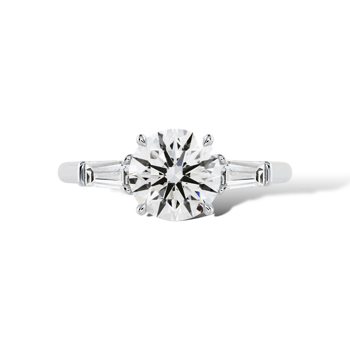 1Ct Round With Baguettes Ring
