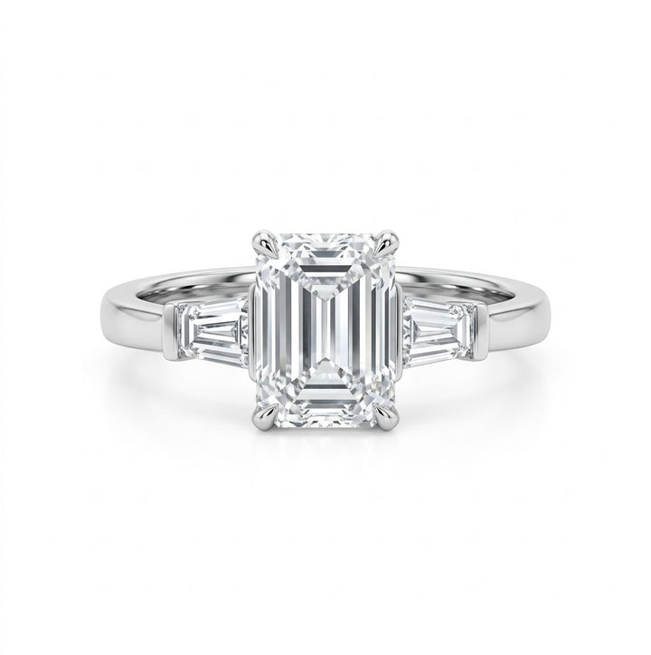 1Ct Smaragd Met Baguettes Ring