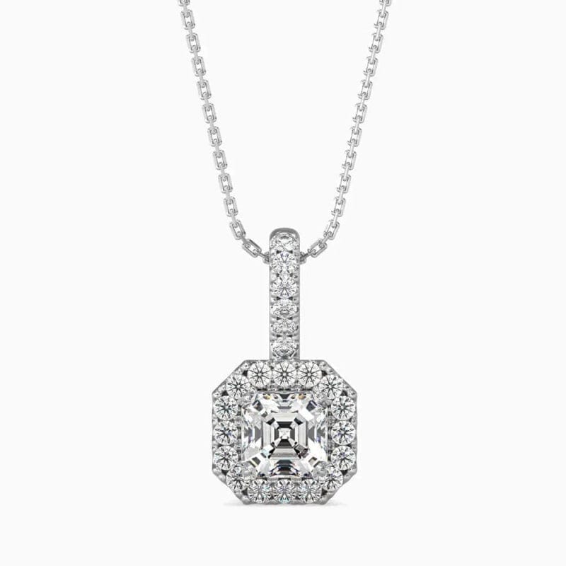 HALO ASSCHER DIAMOND NECKLACE