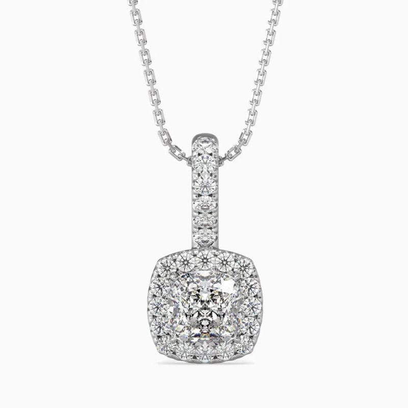 HALO CUSHION DIAMOND NECKLACE