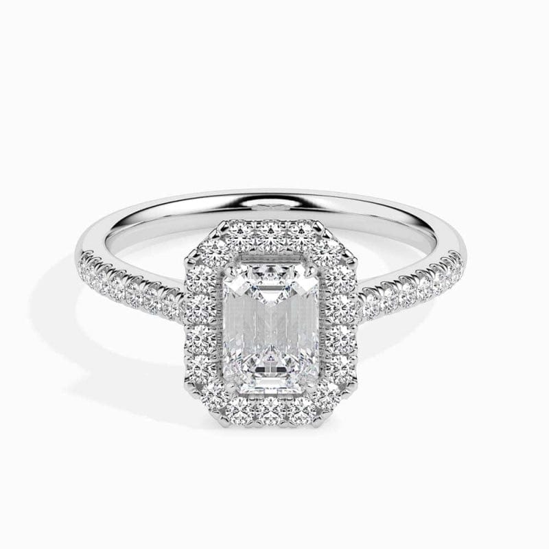 HALO EMERALD DIAMOND PAVE RING LG