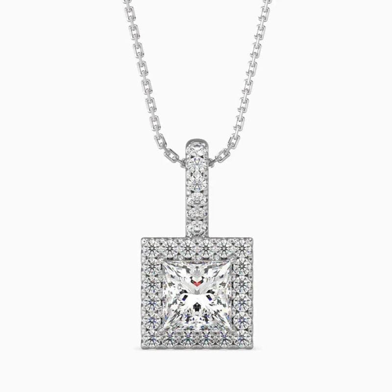 HALO PRINCESS DIAMOND NECKLACE
