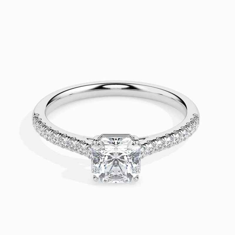 SOLITAIRE ASSCHER DIAMOND PAVE RING LG