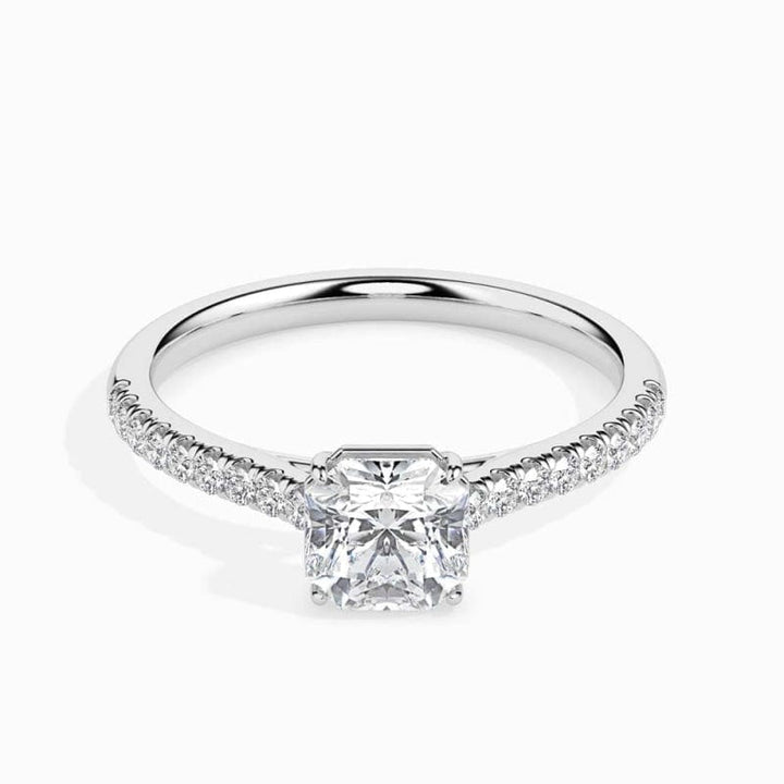 SOLITAIRE ASSCHER DIAMOND PAVE RING LG