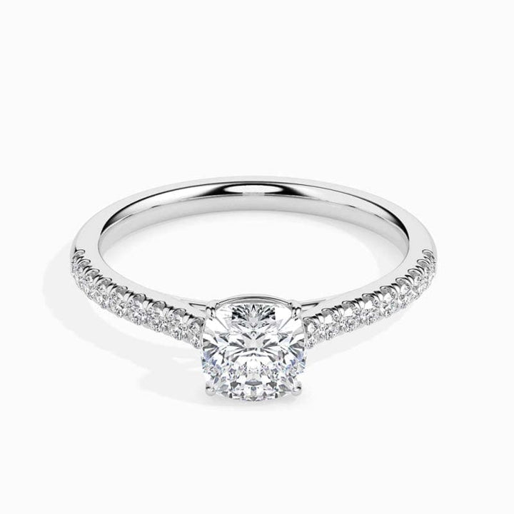 SOLITAIRE CUSHION DIAMOND PAVE RING LG