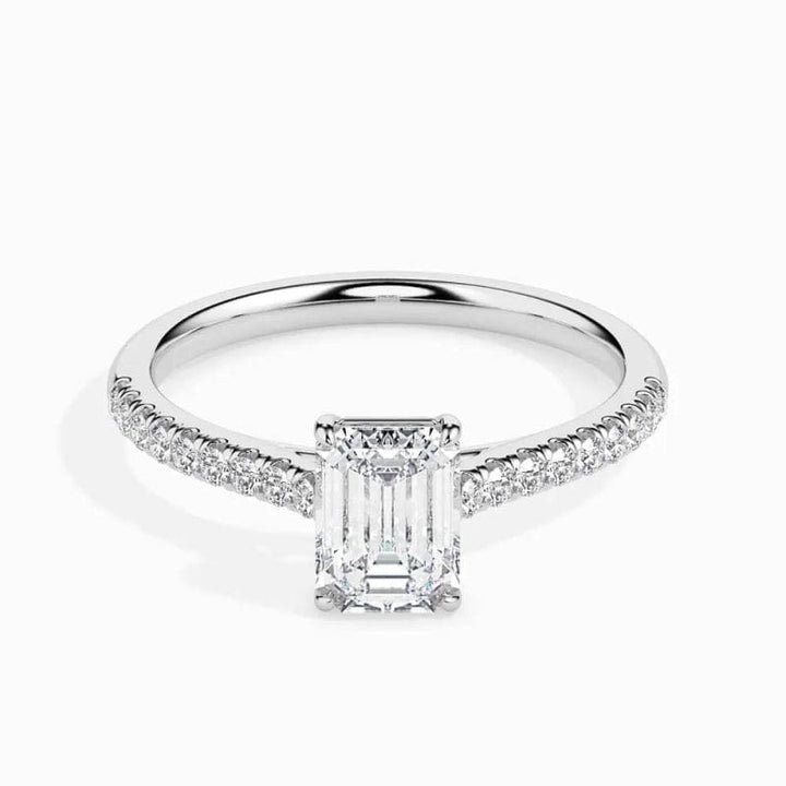 SOLITAIRE EMERALD DIAMOND PAVE RING LG