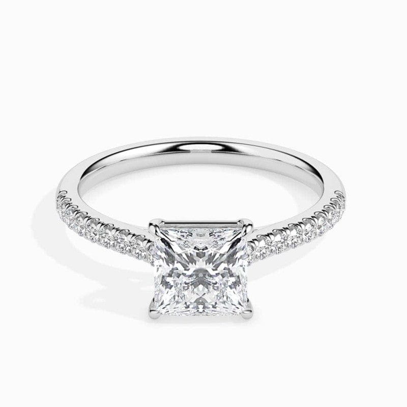SOLITAIRE PRINCESS DIAMOND PAVE RING LG