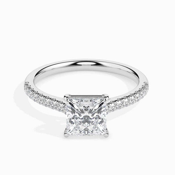 SOLITAIRE PRINCESS DIAMOND PAVE RING LG