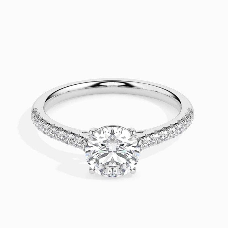 SOLITAIRE ROUND DIAMOND PAVE RING LG