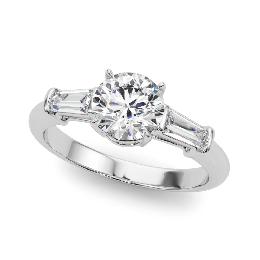 SOLITAIRE ROUND DIAMOND WITH BAGUETTES ON SIDES RING LG