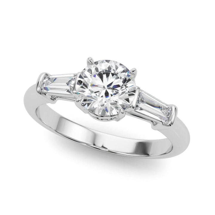 SOLITAIRE ROUND DIAMOND WITH BAGUETTES ON SIDES RING LG