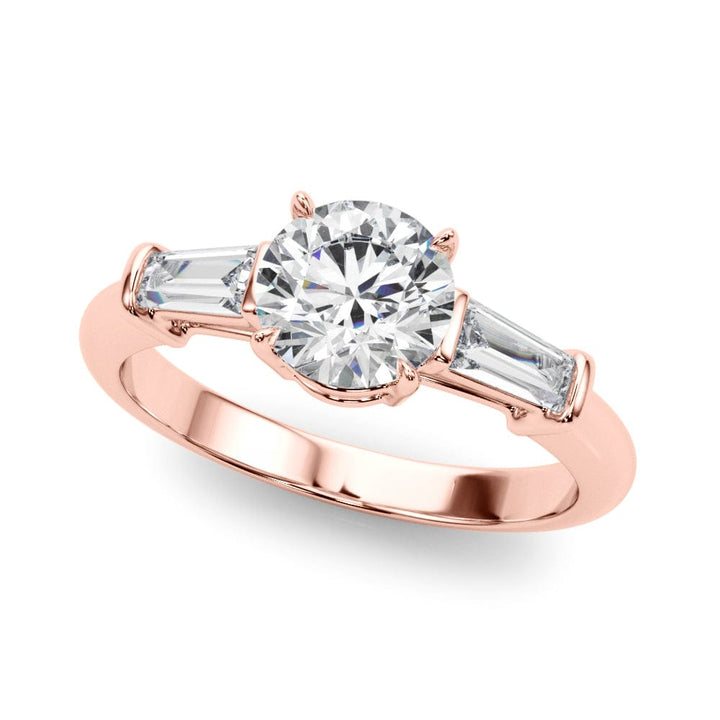 SOLITAIRE ROUND DIAMOND WITH BAGUETTES ON SIDES RING LG